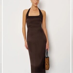 NWT Reformation Ivan Silk Brown Dress - size 2 - black bean